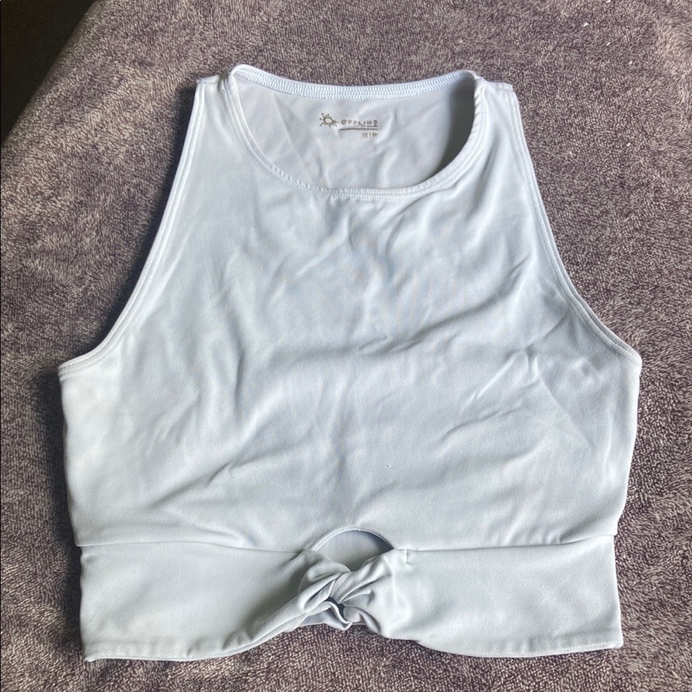 Aerie Soft Blue Twist Front Workout Tank Top